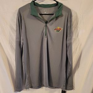 Mens NHL Minnesota Wild Polyester Quarter Zip Pullover Size M NWT